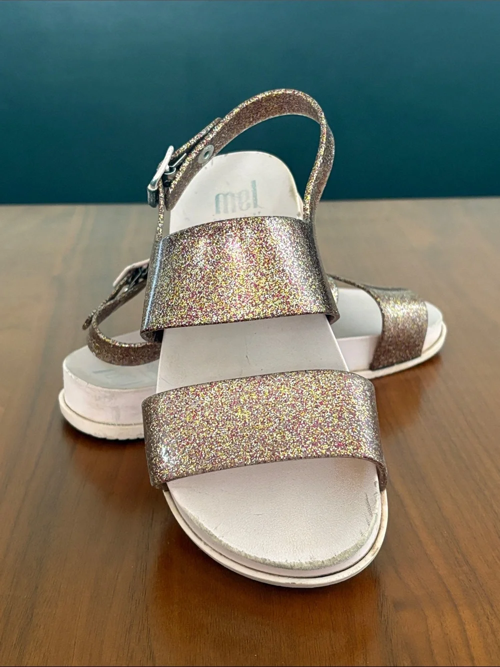 Mel dreamed by Melissa, Mini Melissa Mel Cosmic Sandal, glitter, size 3